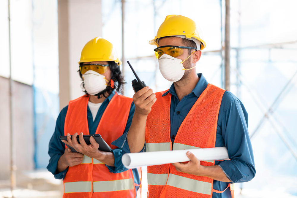 companeros-equipo-seguridad-que-trabajan-planos